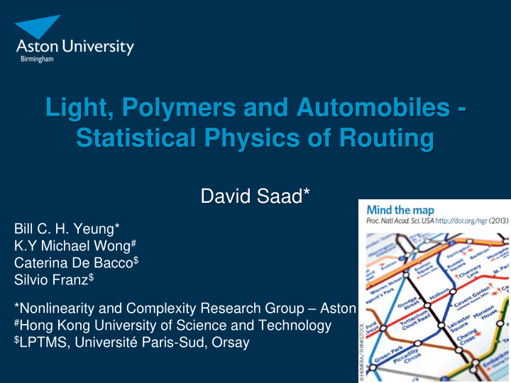 statistical physics of routing