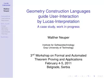 Geometry Construction Languages  Neuper  guide User-Interaction  Calculations  Lucas Interpreter