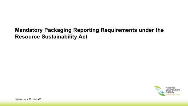 mandatory packaging reporting requirements under the