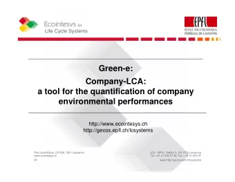 Green-e:  Company-LCA:  a tool for the quantification of company  environmental performances