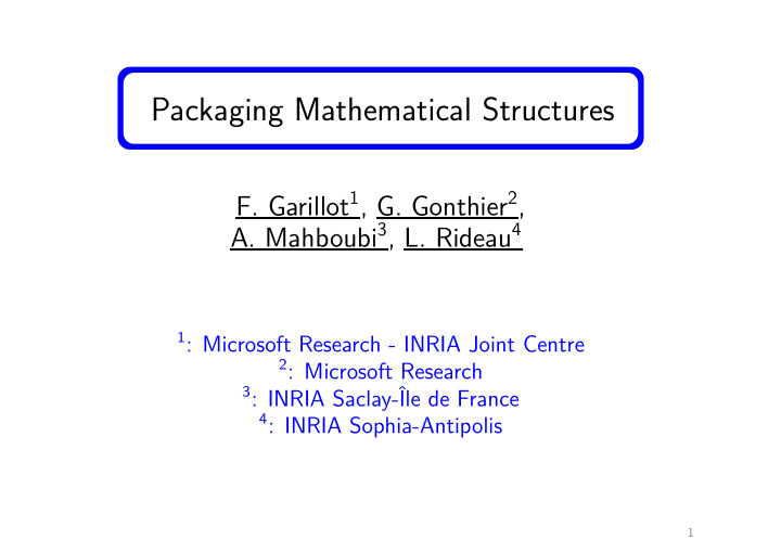 packaging mathematical structures