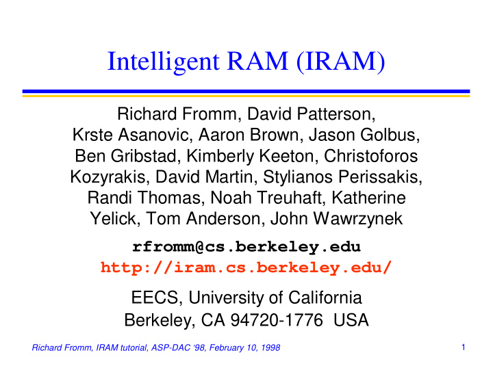 intelligent ram iram