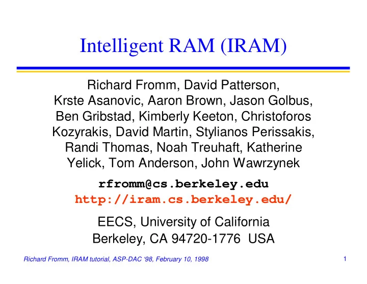 intelligent ram iram