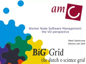 Worker Node Software Management:  the VO perspective  Mark Santcroos  Dennis van Dok  Introduction