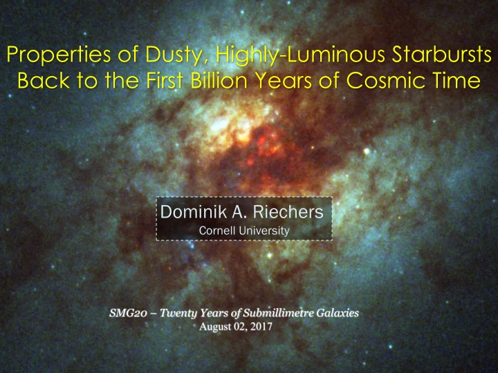 properties of dusty highly luminous starbursts back to