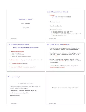 Student Responsibilities  Week 2  Reading :  This week: Textbook, Sections 1.3 &amp; 1.4