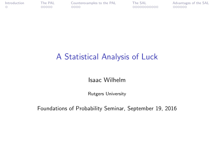 a statistical analysis of luck