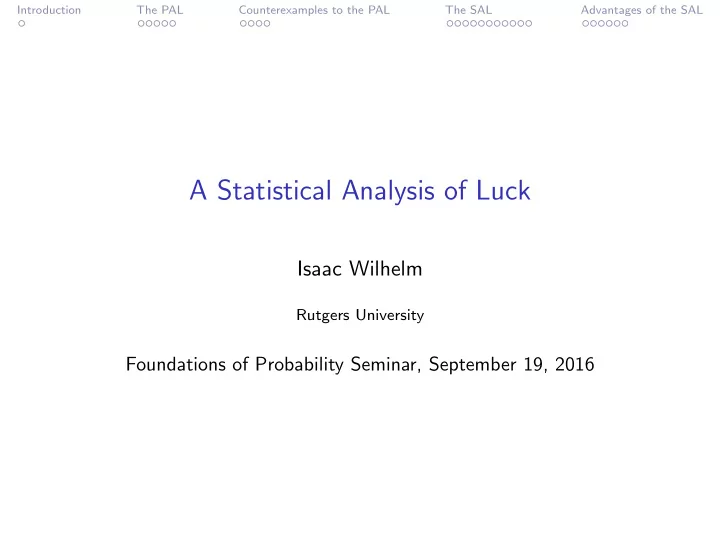 a statistical analysis of luck