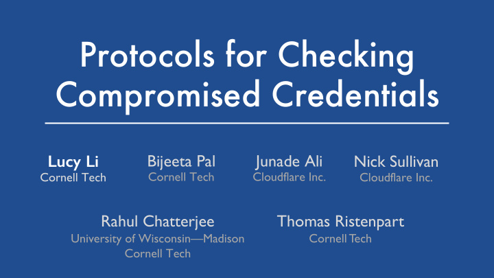 protocols for checking compromised credentials