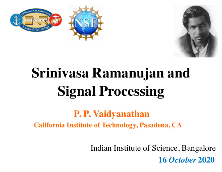 srinivasa ramanujan and signal processing