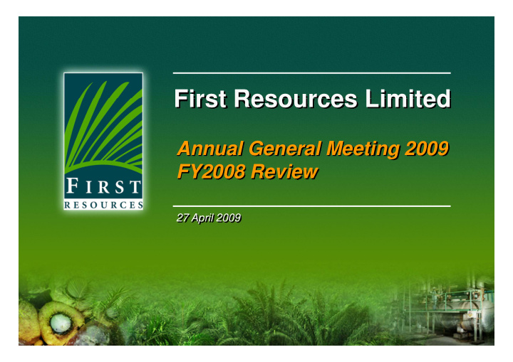 first resources limited first resources limited