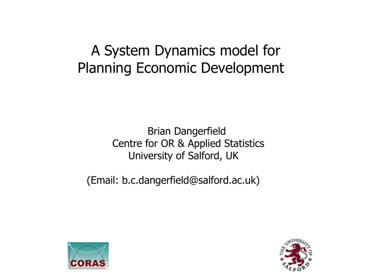 brian dangerfield centre for or applied statistics