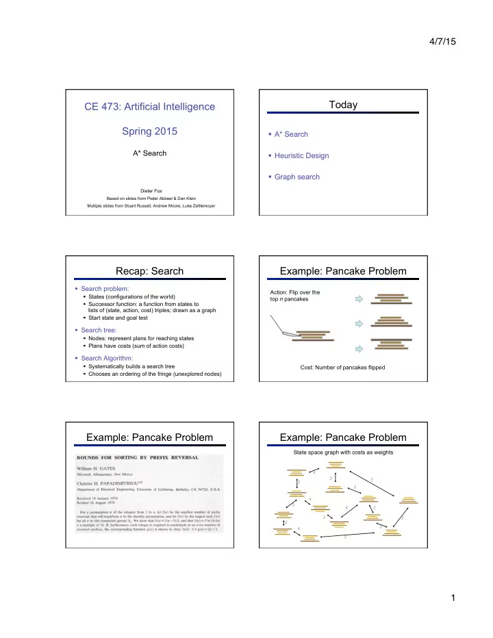 today ce 473 artificial intelligence spring 2015