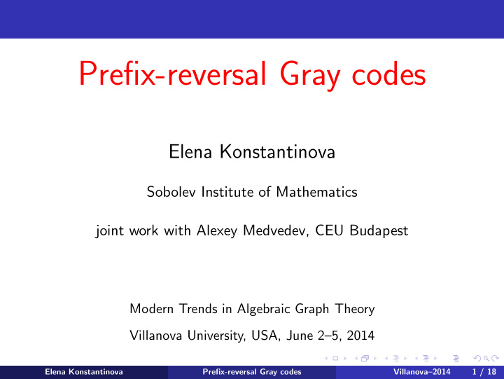prefix reversal gray codes
