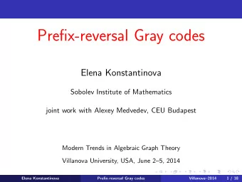 Prefix-reversal Gray codes  Elena Konstantinova  Sobolev Institute of Mathematics  joint work with
