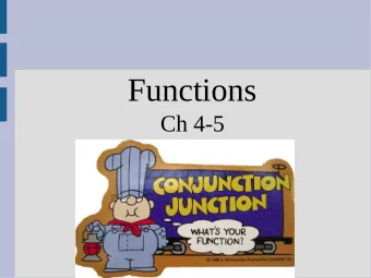 Functions  Ch 4-5  Functions  So far we have been writing code inside  main() without understanding