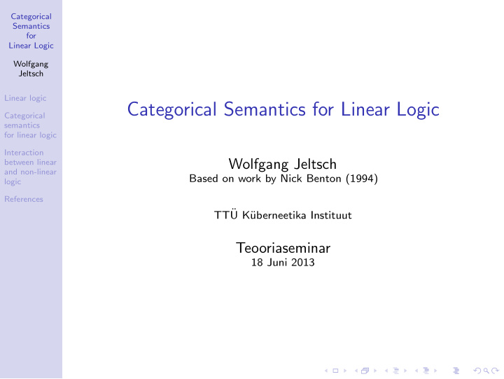 categorical semantics for linear logic