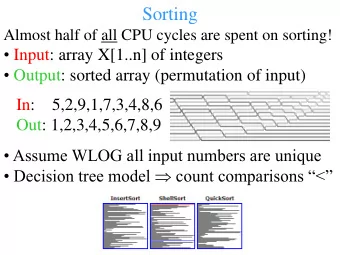 Sorting  Almost half of all CPU cycles are spent on sorting!  Input: array X[1..n] of integers