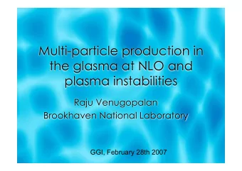 Multi-particle production in  the glasma at NLO and  plasma instabilities  Raju Venugopalan