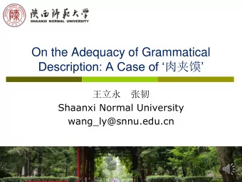 On the Adequacy of Grammatical Description: A Case of         Shaanxi