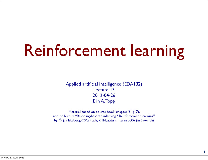 reinforcement learning