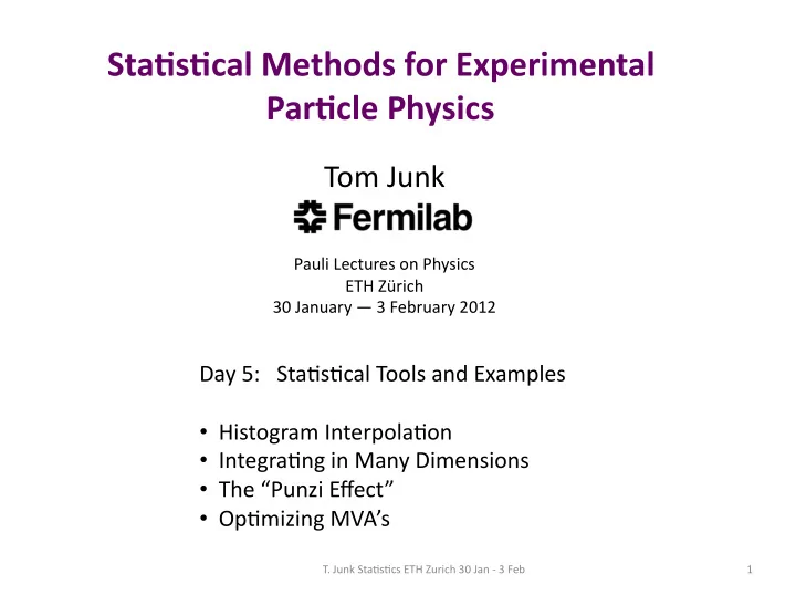 sta s cal methods for experimental par cle physics