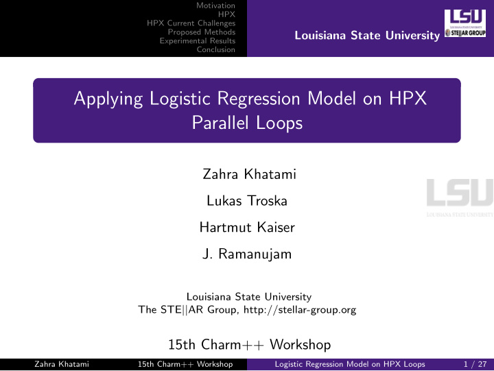 applying logistic regression model on hpx parallel loops