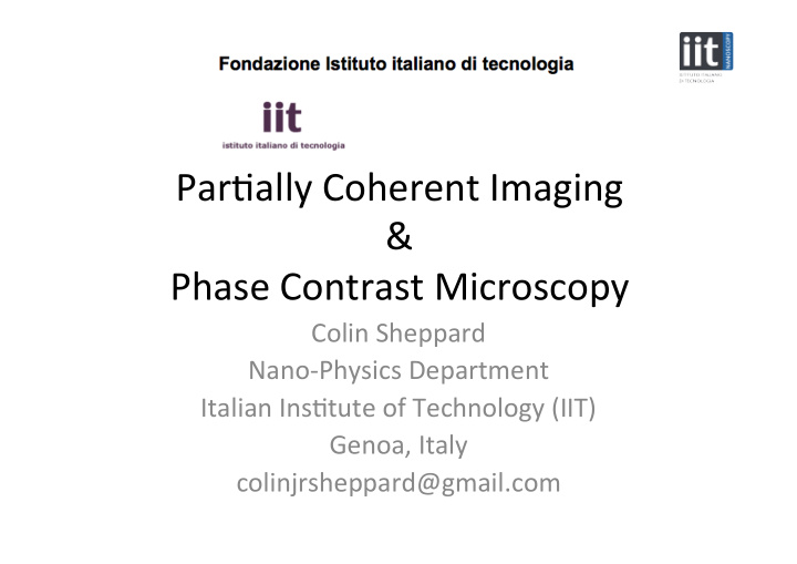 par ally coherent imaging phase contrast microscopy