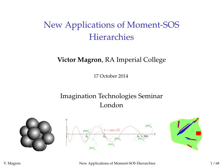 new applications of moment sos hierarchies