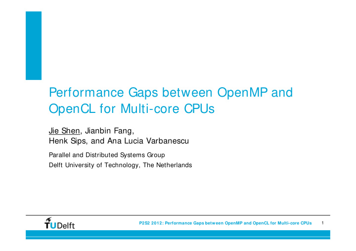 performance gaps between openmp and opencl for multi core