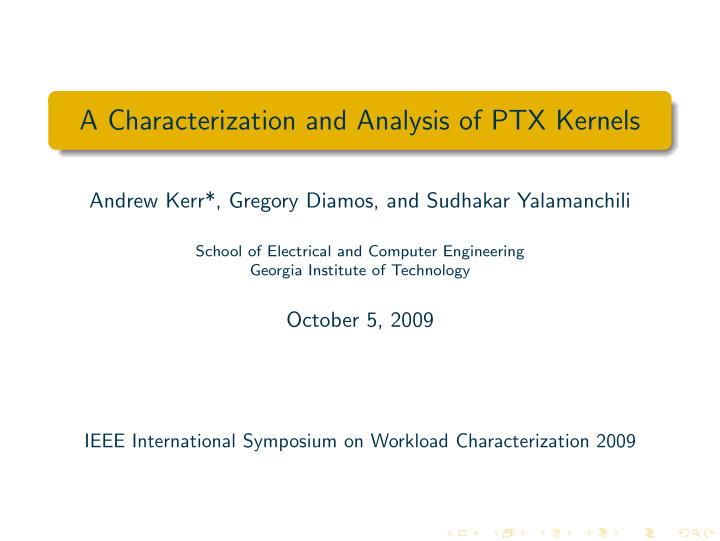 a characterization and analysis of ptx kernels