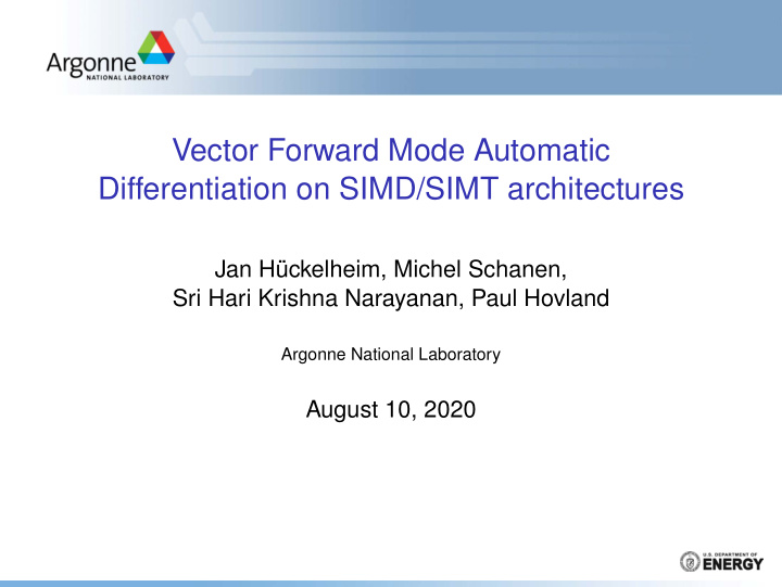 vector forward mode automatic differentiation on simd