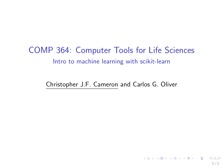 comp 364 computer tools for life sciences