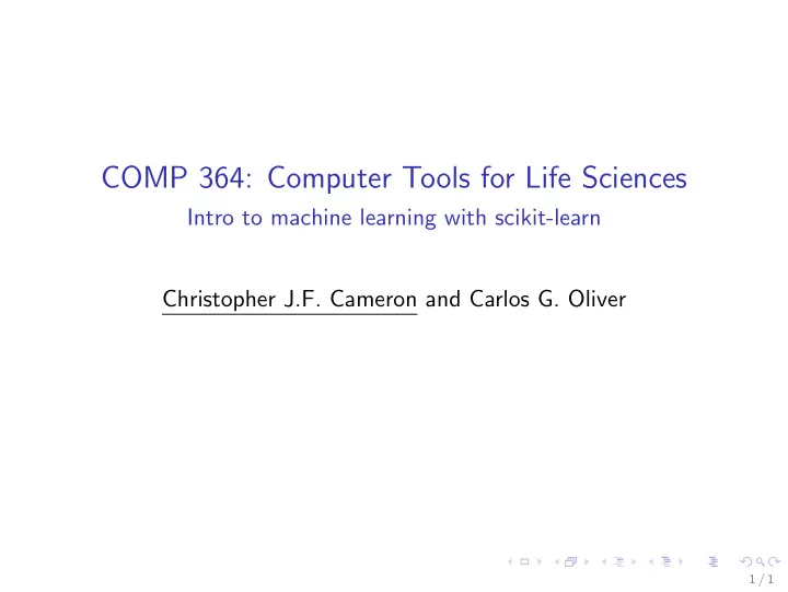comp 364 computer tools for life sciences