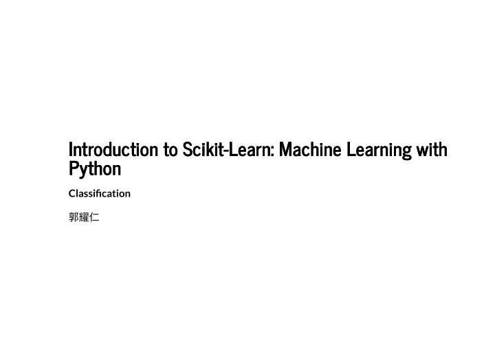introduction to scikit learn machine learning with