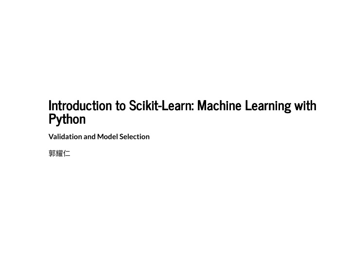 introduction to scikit learn machine learning with