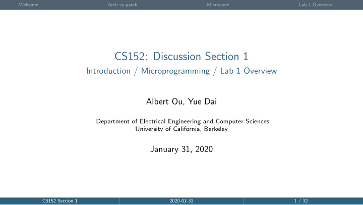cs152 discussion section 1