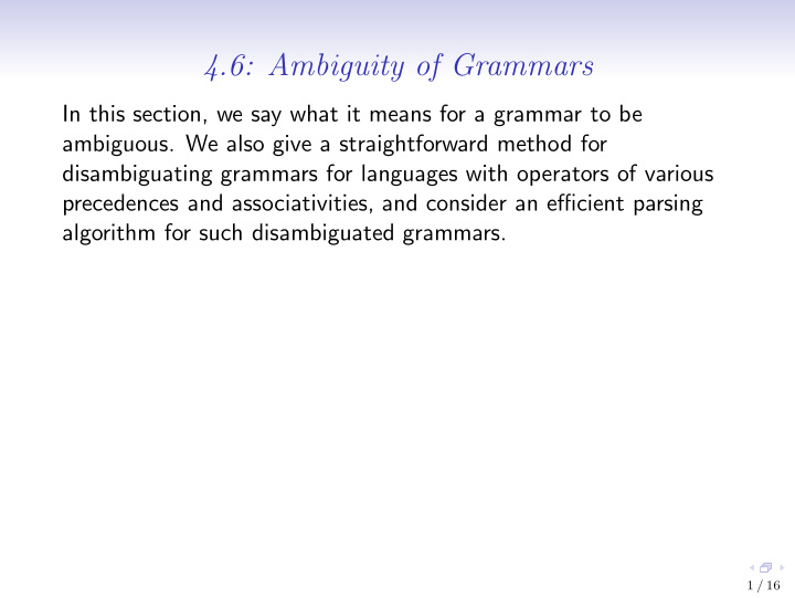 4 6 ambiguity of grammars