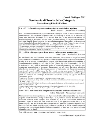 Seminario di Teoria delle Categorie  Universit degli Studi di Milano 9.30 - 10:15 - Semidirect