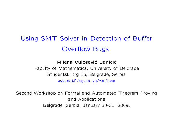 using smt solver in detection of buffer overflow bugs