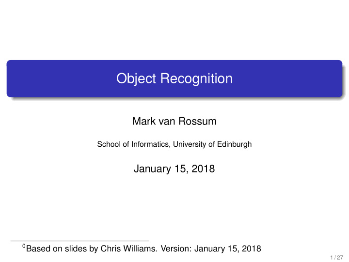object recognition