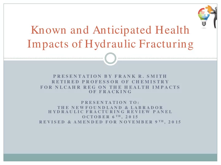 known and anticipated health impacts of hydraulic