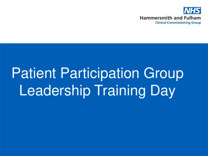 patient participation group