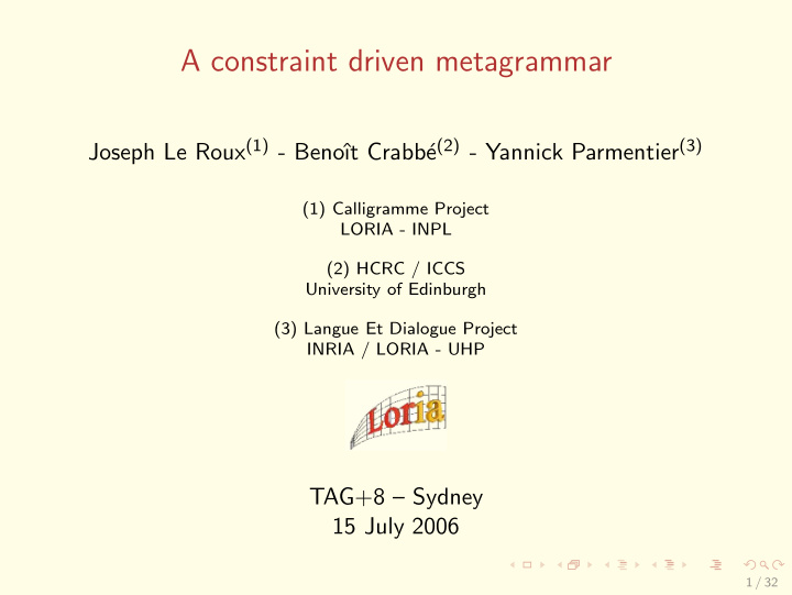 a constraint driven metagrammar