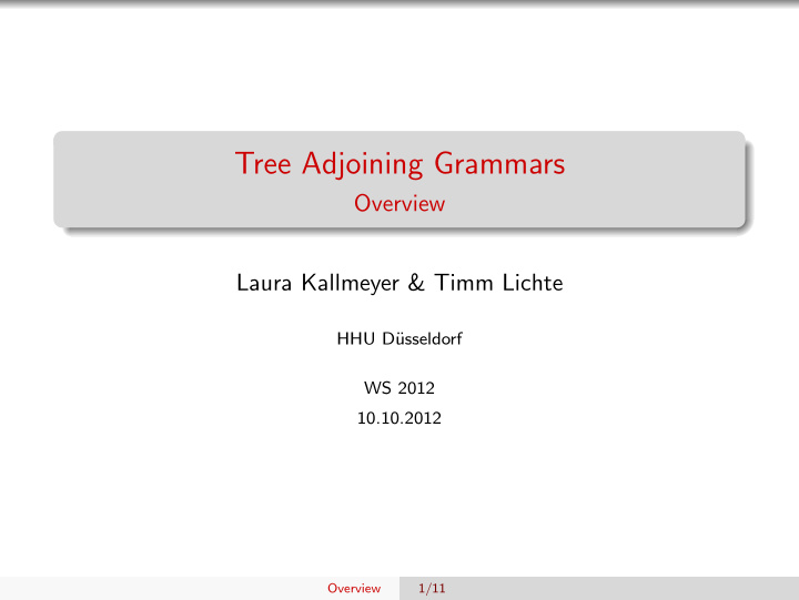 tree adjoining grammars