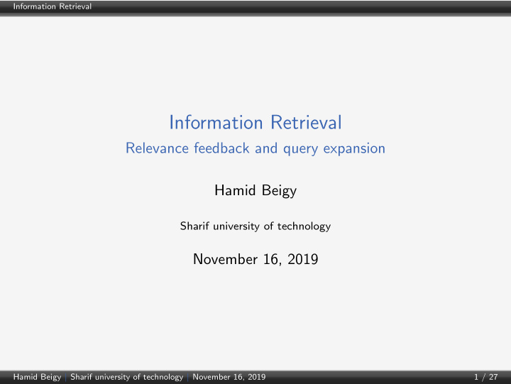 information retrieval