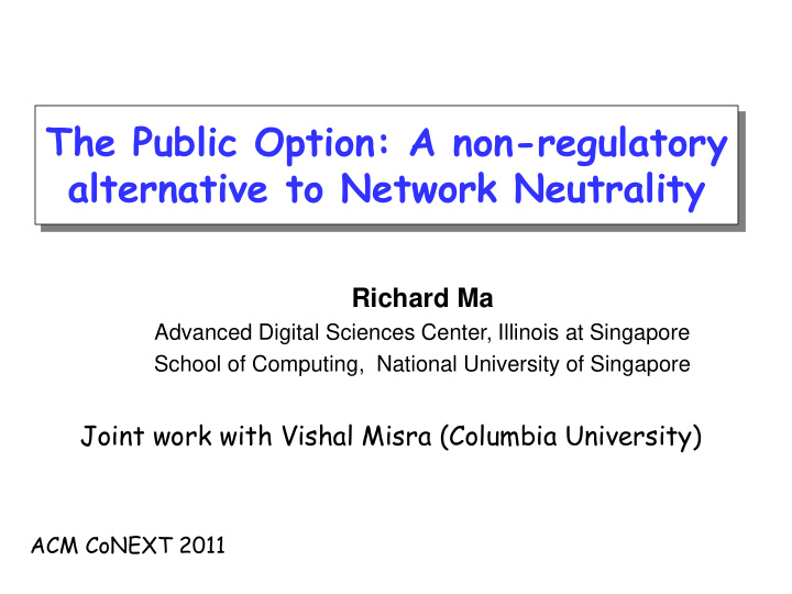 the public option a non regulatory alternative to network