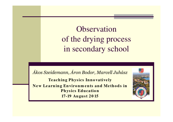 observation of the drying process in secondary school