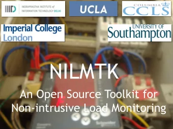 NILMTK  An Open Source Toolkit for  Non-intrusive Load Monitoring  NILMTK team  2  Haimonti  Alex
