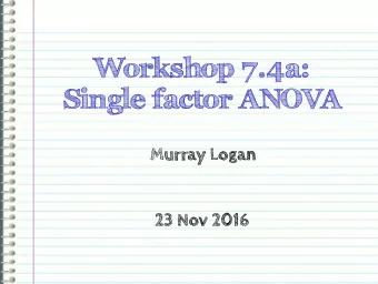 Workshop 7.4a:  Single factor ANOVA  Murray Logan  23 Nov 2016  Section 1  Revision  Estimation  Y